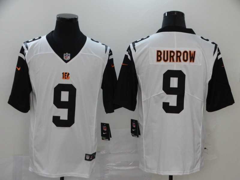 Men%27s Cincinnati Bengals #9 Joe Burrow White 2020 Color Rush Stitched NFL Nike Limited Jersey